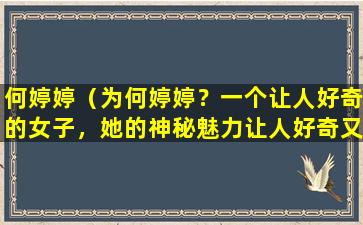 何婷婷（为何婷婷？一个让人好奇的女子，她的神秘魅力让人好奇又着迷。）