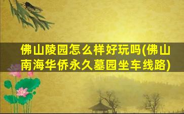 佛山陵园怎么样好玩吗(佛山南海华侨永久墓园坐车线路)