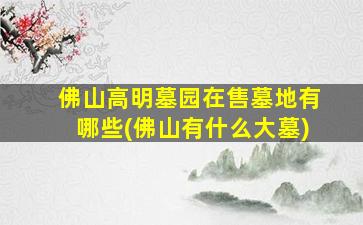 佛山高明墓园在售墓地有哪些(佛山有什么大墓)
