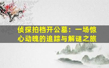 侦探拍档开公墓：一场惊心动魄的追踪与解谜之旅
