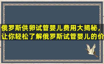 俄罗斯供卵试管婴儿费用大揭秘，让你轻松了解俄罗斯试管婴儿的价格和流程