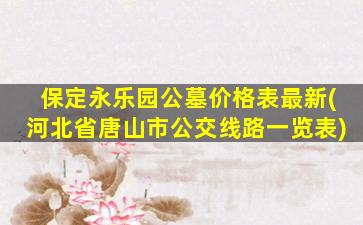 保定永乐园公墓价格表最新(河北省唐山市公交线路一览表)