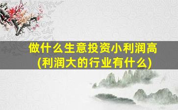 做什么生意投资小利润高(利润大的行业有什么)