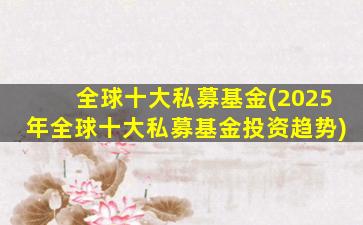 全球十大私募基金(2025年全球十大私募基金投资趋势)