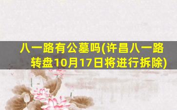八一路有公墓吗(许昌八一路转盘10月17日将进行拆除)