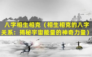 八字相生相克（相生相克的八字关系：揭秘宇宙能量的神奇力量）