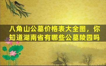 八角山公墓价格表大全图，你知道湖南省有哪些公墓陵园吗