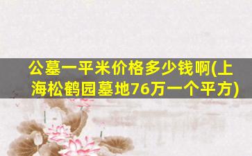 公墓一平米价格多少钱啊(上海松鹤园墓地76万一个平方)