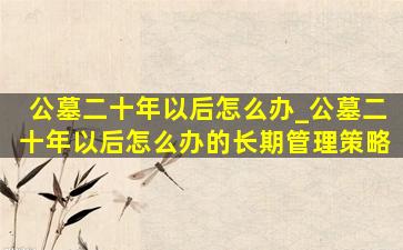 公墓二十年以后怎么办_公墓二十年以后怎么办的长期管理策略