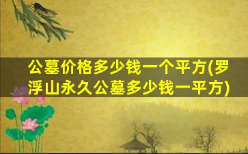 公墓价格多少钱一个平方(罗浮山永久公墓多少钱一平方)