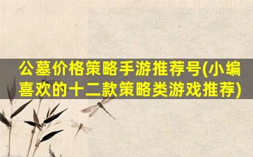 公墓价格策略手游推荐号(小编喜欢的十二款策略类游戏推荐)