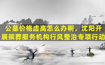 公墓价格虚高怎么办啊，沈阳开展殡葬服务机构行风整治专项行动