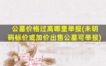 公墓价格过高哪里举报(未明码标价或加价出售公墓可举报)