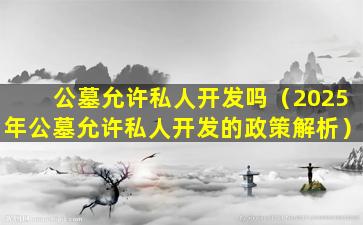 公墓允许私人开发吗（2025年公墓允许私人开发的政策解析）