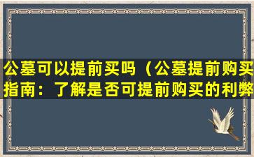 公墓可以提前买吗（公墓提前购买指南：了解是否可提前购买的利弊）