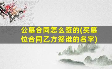 公墓合同怎么签的(买墓位合同乙方签谁的名字)