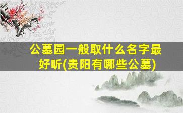 公墓园一般取什么名字最好听(贵阳有哪些公墓)