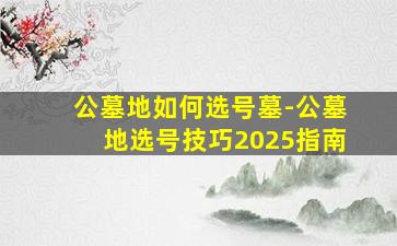 公墓地如何选号墓-公墓地选号技巧2025指南