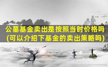 公墓基金卖出是按照当时价格吗(可以介绍下基金的卖出策略吗)