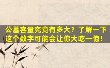 公墓容量究竟有多大？了解一下这个数字可能会让你大吃一惊！