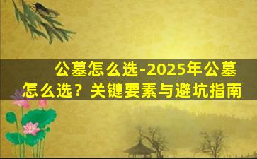公墓怎么选-2025年公墓怎么选？关键要素与避坑指南
