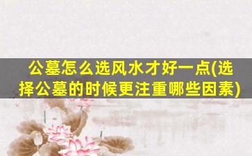 公墓怎么选风水才好一点(选择公墓的时候更注重哪些因素)