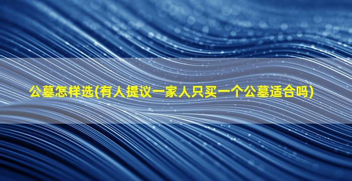 公墓怎样选(有人提议一家人只买一个公墓适合吗)