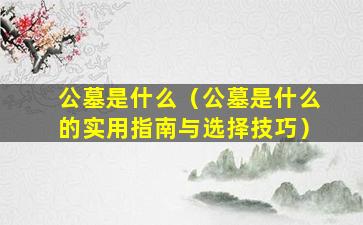 公墓是什么（公墓是什么的实用指南与选择技巧）