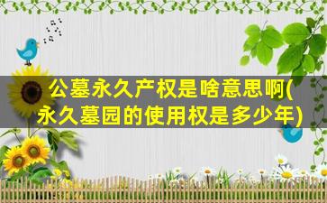 公墓永久产权是啥意思啊(永久墓园的使用权是多少年)