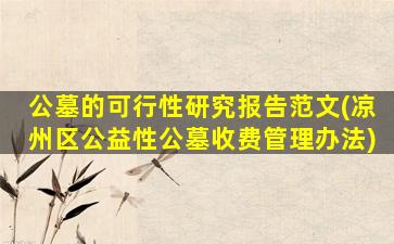 公墓的可行性研究报告范文(凉州区公益性公墓收费管理办法)