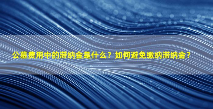 公墓费用中的滞纳金是什么？如何避免缴纳滞纳金？