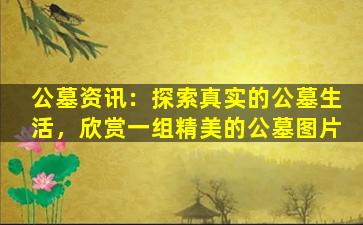 公墓资讯：探索真实的公墓生活，欣赏一组精美的公墓图片