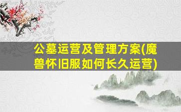 公墓运营及管理方案(魔兽怀旧服如何长久运营)
