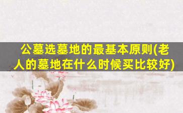 公墓选墓地的最基本原则(老人的墓地在什么时候买比较好)