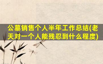 公墓销售个人半年工作总结(老天对一个人能残忍到什么程度)