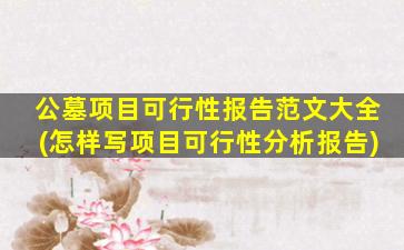 公墓项目可行性报告范文大全(怎样写项目可行性分析报告)
