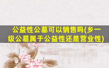 公益性公墓可以销售吗(乡一级公墓属于公益性还是营业性)