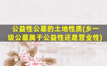 公益性公墓的土地性质(乡一级公墓属于公益性还是营业性)
