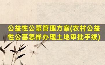 公益性公墓管理方案(农村公益性公墓怎样办理土地审批手续)