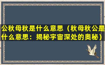 公秋母秋是什么意思（秋母秋公是什么意思：揭秘宇宙深处的奥秘）