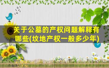 关于公墓的产权问题解释有哪些(坟地产权一般多少年)