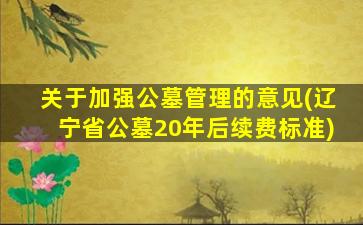 关于加强公墓管理的意见(辽宁省公墓20年后续费标准)