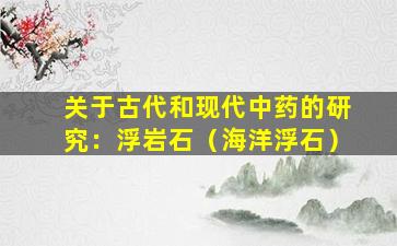 关于古代和现代中药的研究：浮岩石（海洋浮石）
