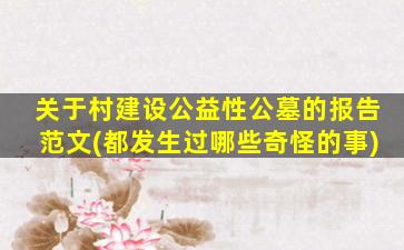 关于村建设公益性公墓的报告范文(都发生过哪些奇怪的事)