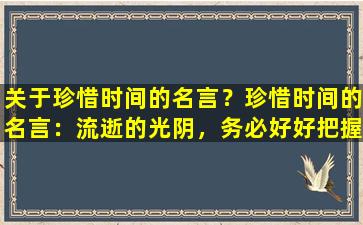 关于珍惜时间的名言？珍惜时间的名言：流逝的光阴，务必好好把握