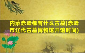 内蒙赤峰都有什么古墓(赤峰市辽代古墓博物馆开馆时间)