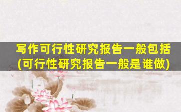 写作可行性研究报告一般包括(可行性研究报告一般是谁做)