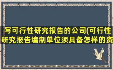 写可行性研究报告的公司(可行性研究报告编制单位须具备怎样的资质哪些单位具备编制资质)
