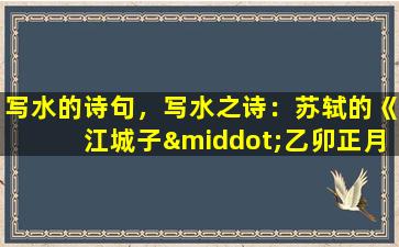 写水的诗句，写水之诗：苏轼的《江城子·乙卯正月二十日夜记梦》