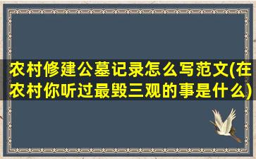 农村修建公墓记录怎么写范文(在农村你听过最毁三观的事是什么)
